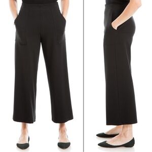 Max Studio Ponte Wide Leg Ankle Pants - Black - S